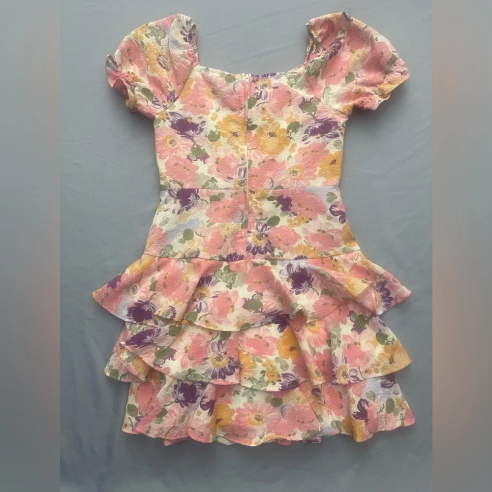 Tween Diva Floral Tiered Ruffle Dress